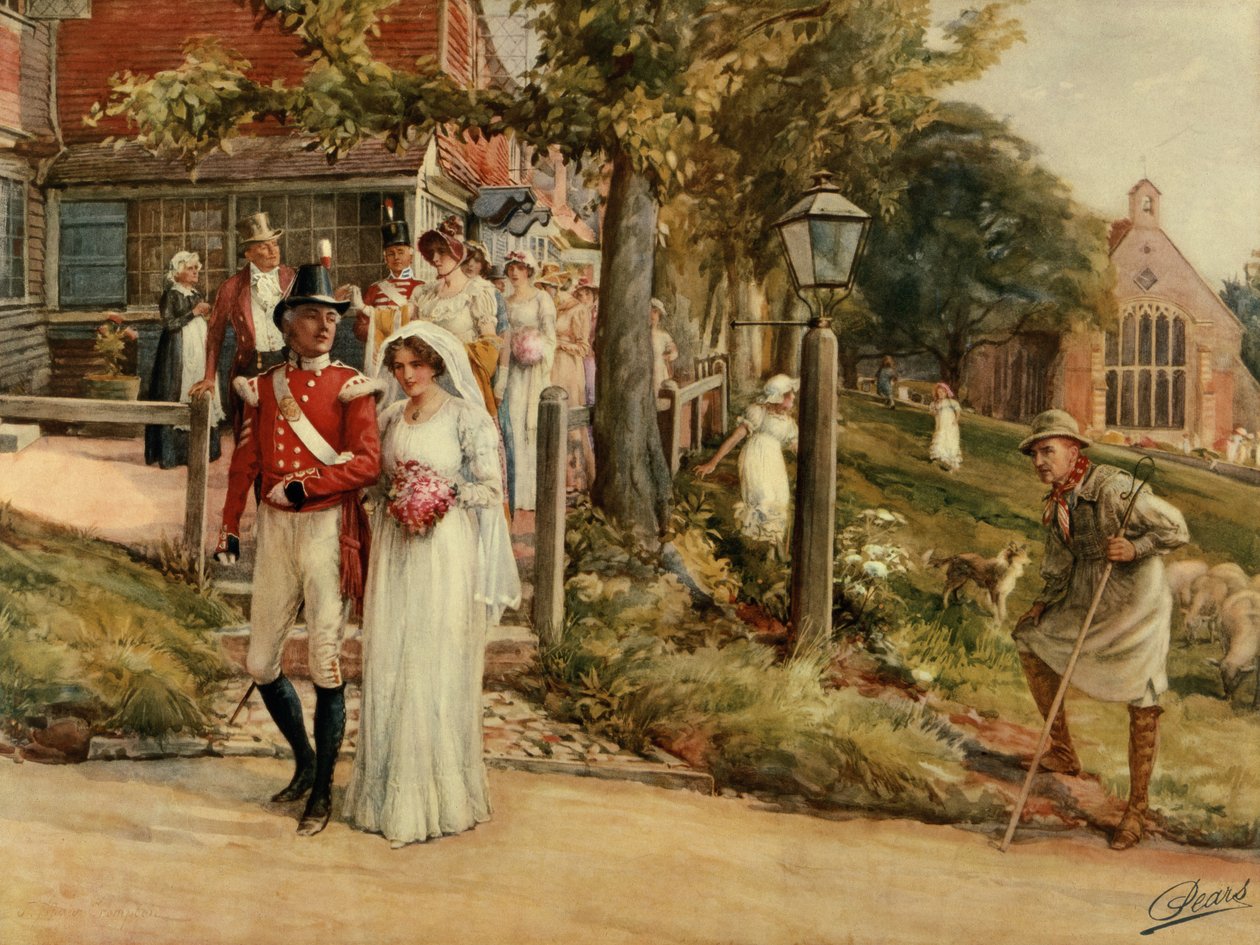"None But The Brave Deserve The Fair", Pears Annual, 1915 (litografia) tekijältä James Shaw Crompton