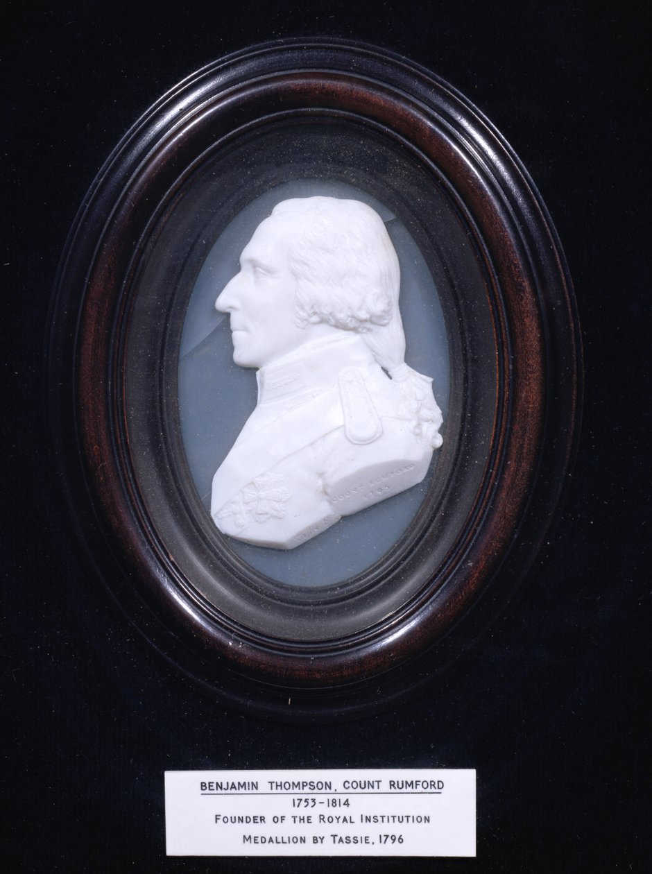 Benjamin Thompson, kreivi Rumford (1753-1814), 1796 kuvaava medaljonki tekijältä James Tassie
