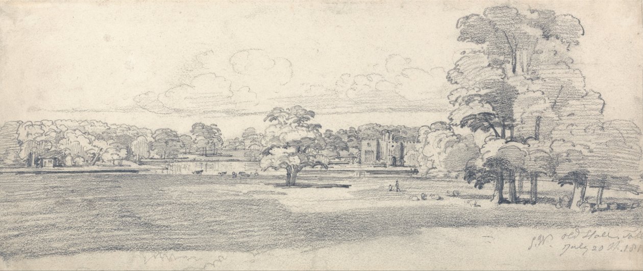 The Old Hall, Tabley, Parklandin ympäröimä, 20. heinäkuuta 1814 (1819) tekijältä James Ward