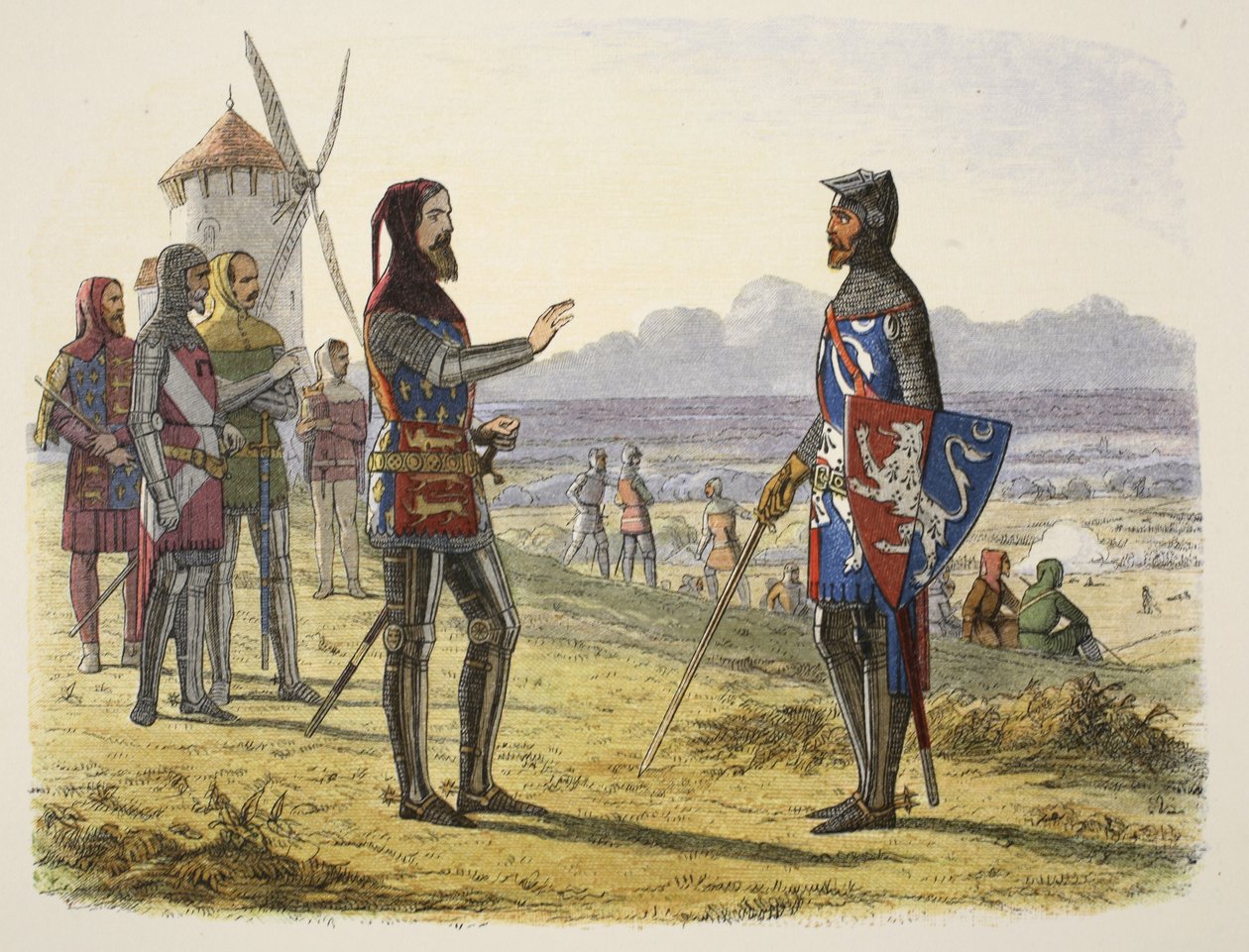 Edward kieltäytyy avustamasta poikaansa Crécyssä, A Chronicle of England eKr. 55–1485, pub. Lontoo, 1863 tekijältä James William Edmund Doyle