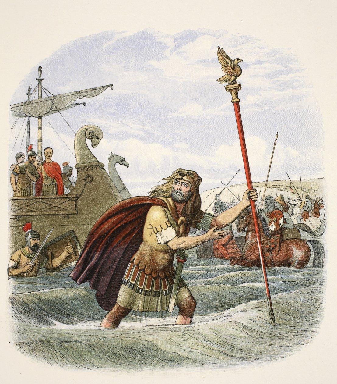 Kymmenennen legioonan roomalainen lipunkantaja, joka laskeutui Britanniaan vuonna 55 eKr., teoksesta A Chronicle of England BC 55 to AD 1485, pub. Lontoo, 1863 tekijältä James William Edmund Doyle
