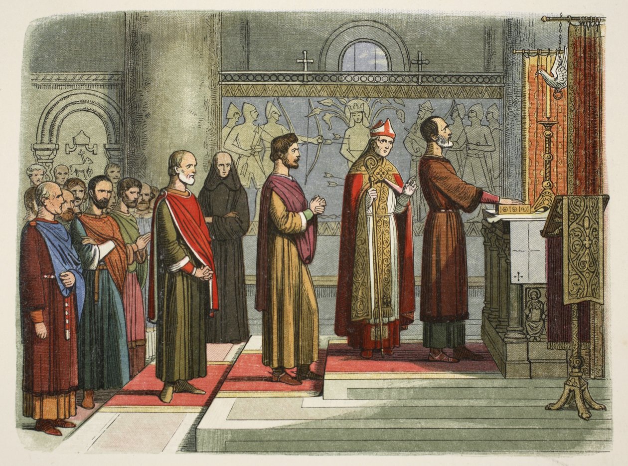 Paronit vannovat saavuttavansa vapautensa, 1214, A Chronicle of England eKr. 55 - 1485 AD, pub. Lontoo, 1863 tekijältä James William Edmund Doyle