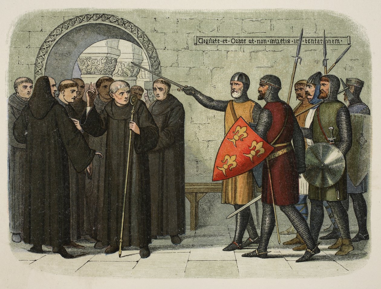 Christchurchin munkit karkotettiin 14. heinäkuuta 1207 julkaisusta A Chronicle of England eKr. 55–1485, pub. Lontoo, 1863 tekijältä James William Edmund Doyle