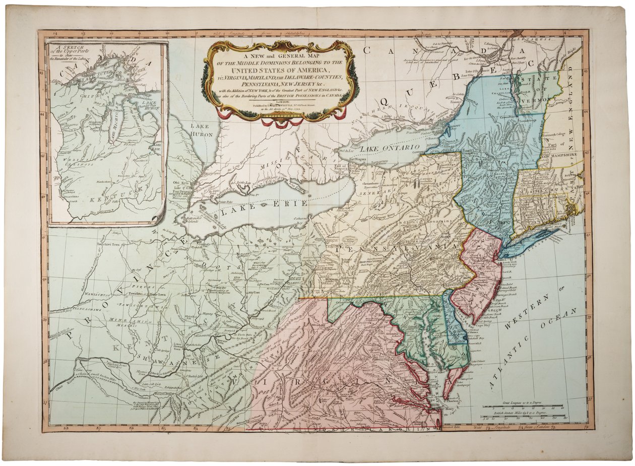 Uusi ja yleinen kartta Yhdysvaltoihin kuuluvasta keskihallituksesta, 14. toukokuuta 1794 tekijältä James and Laurie, Robert Whittle