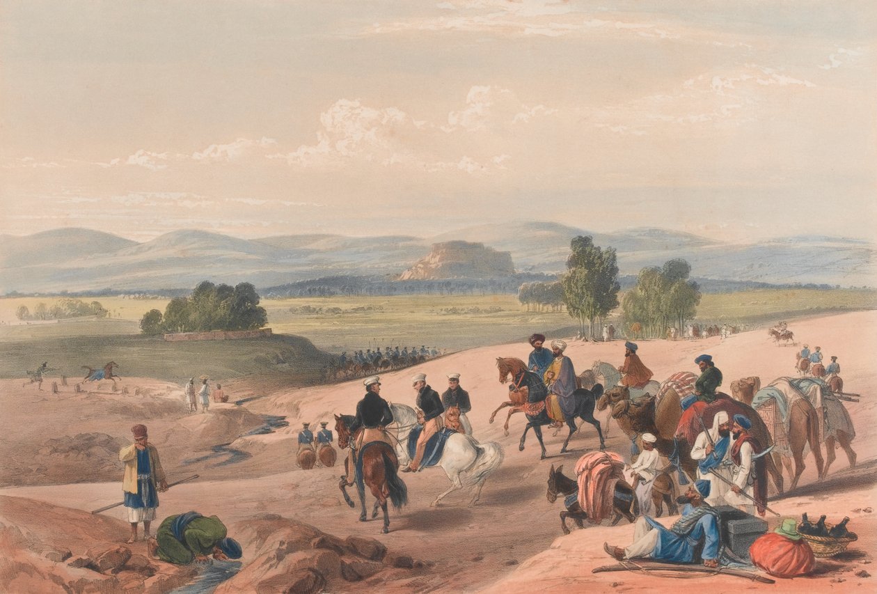 The Approach to the Fortress of Kwettah [sic], n.1839 (litografia, sävytetty) tekijältä James (after) Atkinson