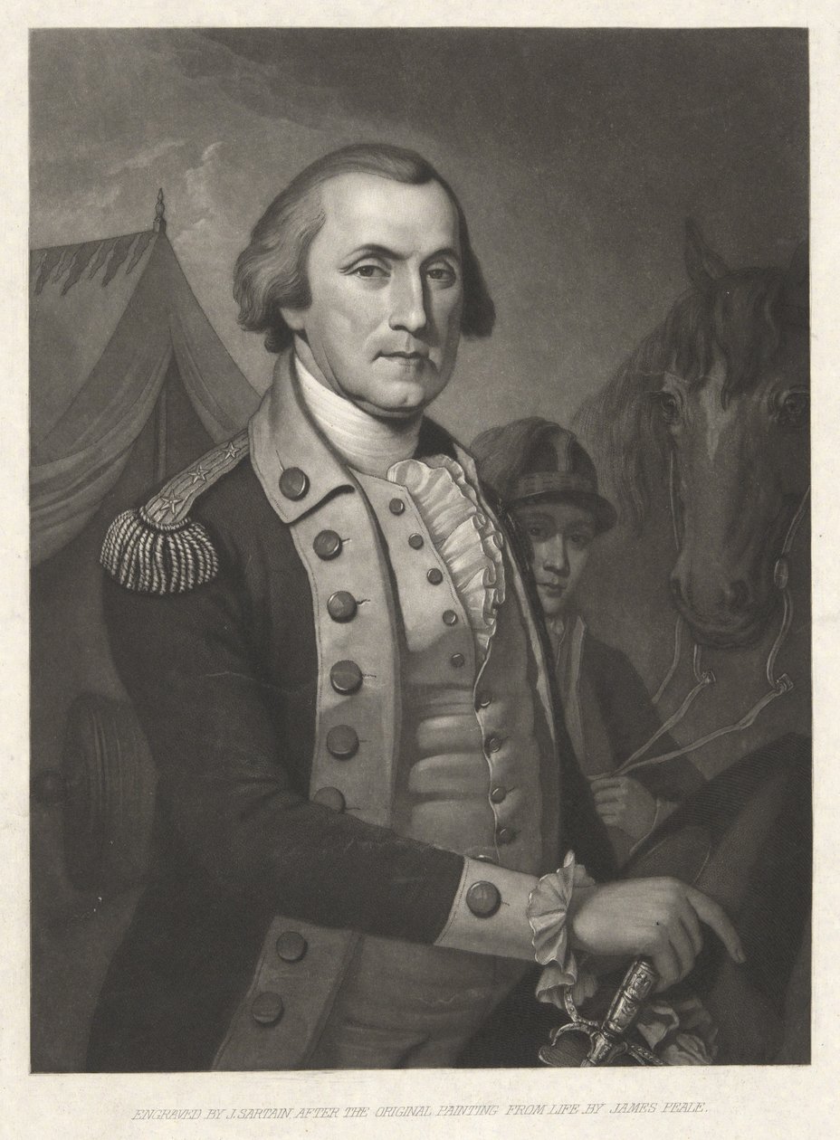 George Washington, pubi. 1850 (kaiverrus) tekijältä James (after) Peale