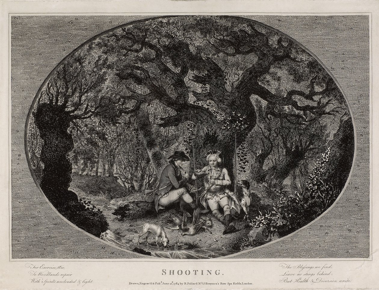 Ammunta, kaiverrus Robert Pollard (1755-1838), julkaistu vuonna 1784 (litho) tekijältä James (after) Pollard
