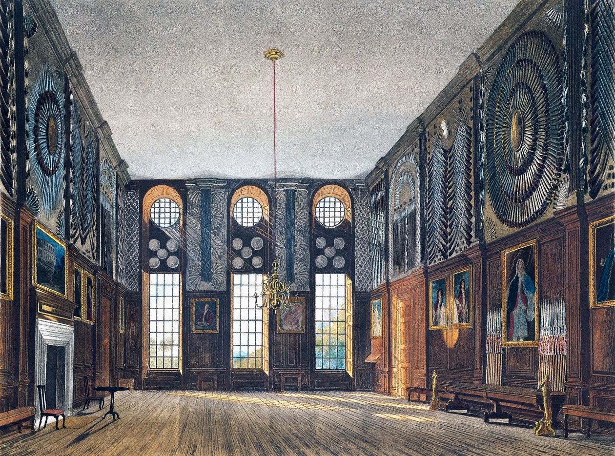 Vartiokammio, Kaiverrus Richard Reeve (s. 1780), Perustuu James Stephanoffin (n. 1788-1874) suunnitteluun, From The History of the Royal Residences tekijältä James (after) Stephanoff