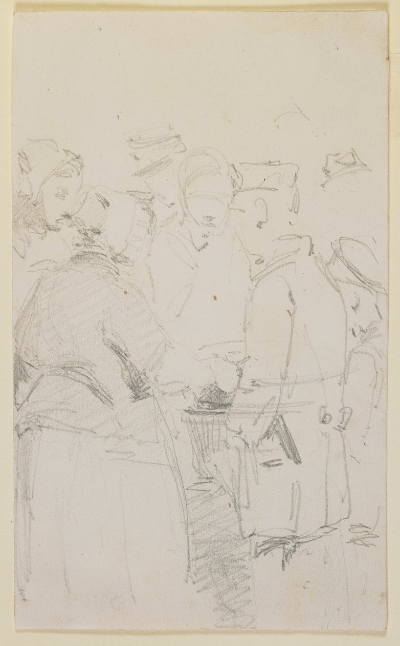 Figuuriryhmä brazierin ympärillä, 1858. tekijältä James Abbott McNeill Whistler