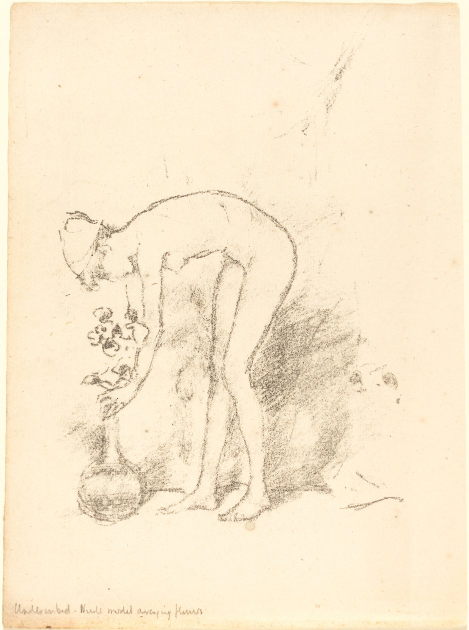 Alaston malli asettelemassa kukkia, c. 1892. tekijältä James Abbott McNeill Whistler