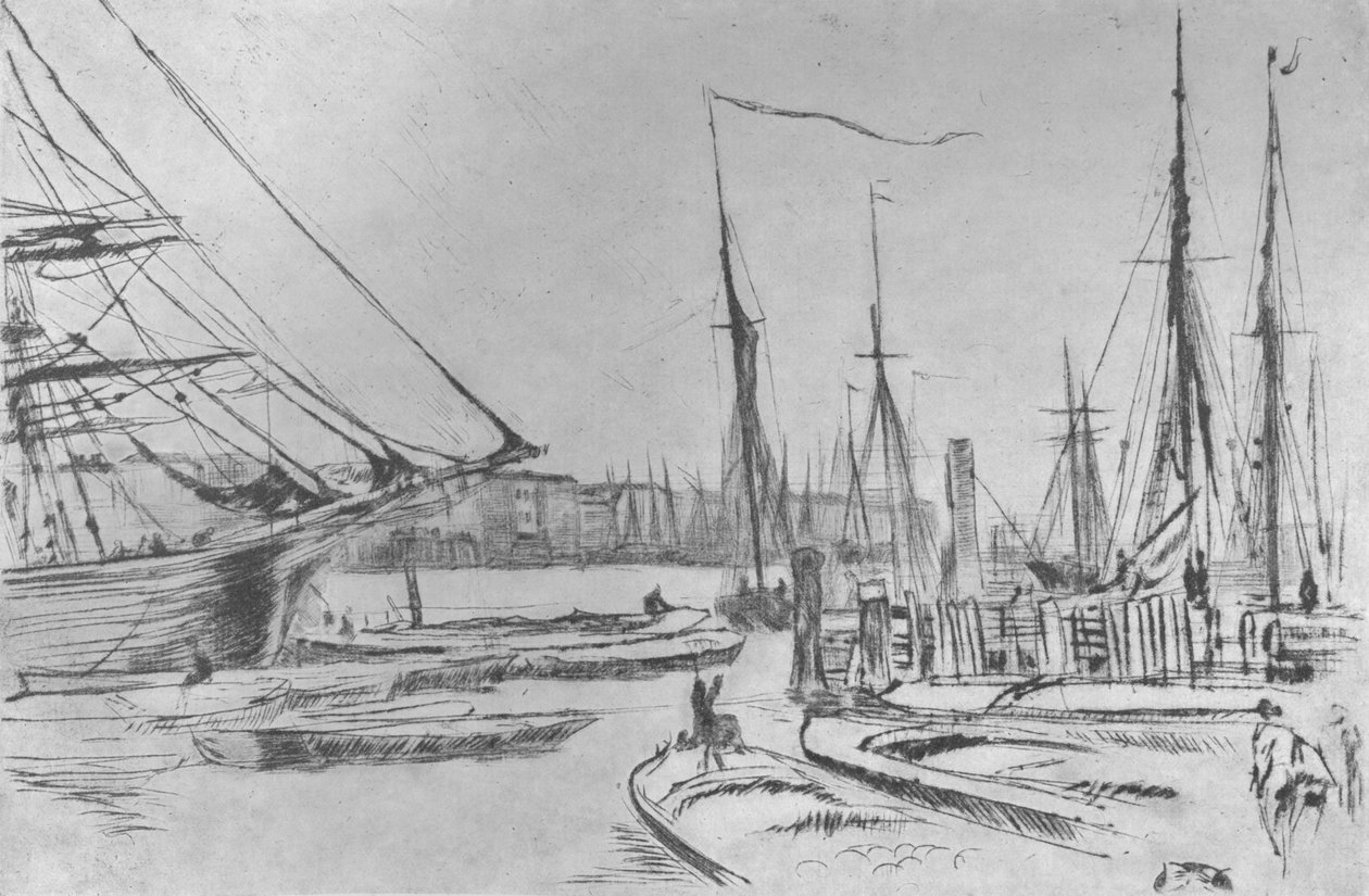 Luonnos Billingsgatesta, 1878, 1904 tekijältä James Abbott McNeill Whistler