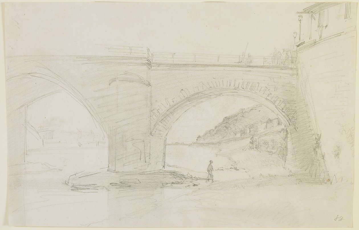 Silta, 1858 (kynä luonnonvalkoiselle kudottulle paperille) tekijältä James Abbott McNeill Whistler