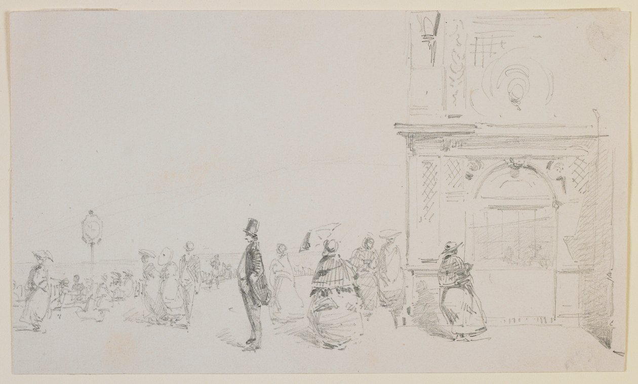 Ryhmä hahmoja esplanadilla, 1857. tekijältä James Abbott McNeill Whistler