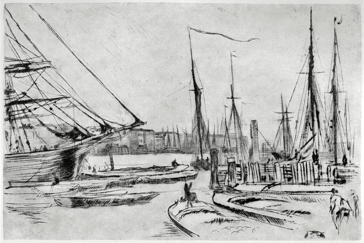 Luonnos Billingsgatesta 1800-luvulta 1904. tekijältä James Abbott McNeill Whistler