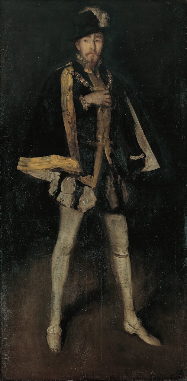 Sovitus mustalla, nro 3: Sir Henry Irving Espanjalaisena Philip II:na, 1876, uusittu 1885. tekijältä James Abbott McNeill Whistler