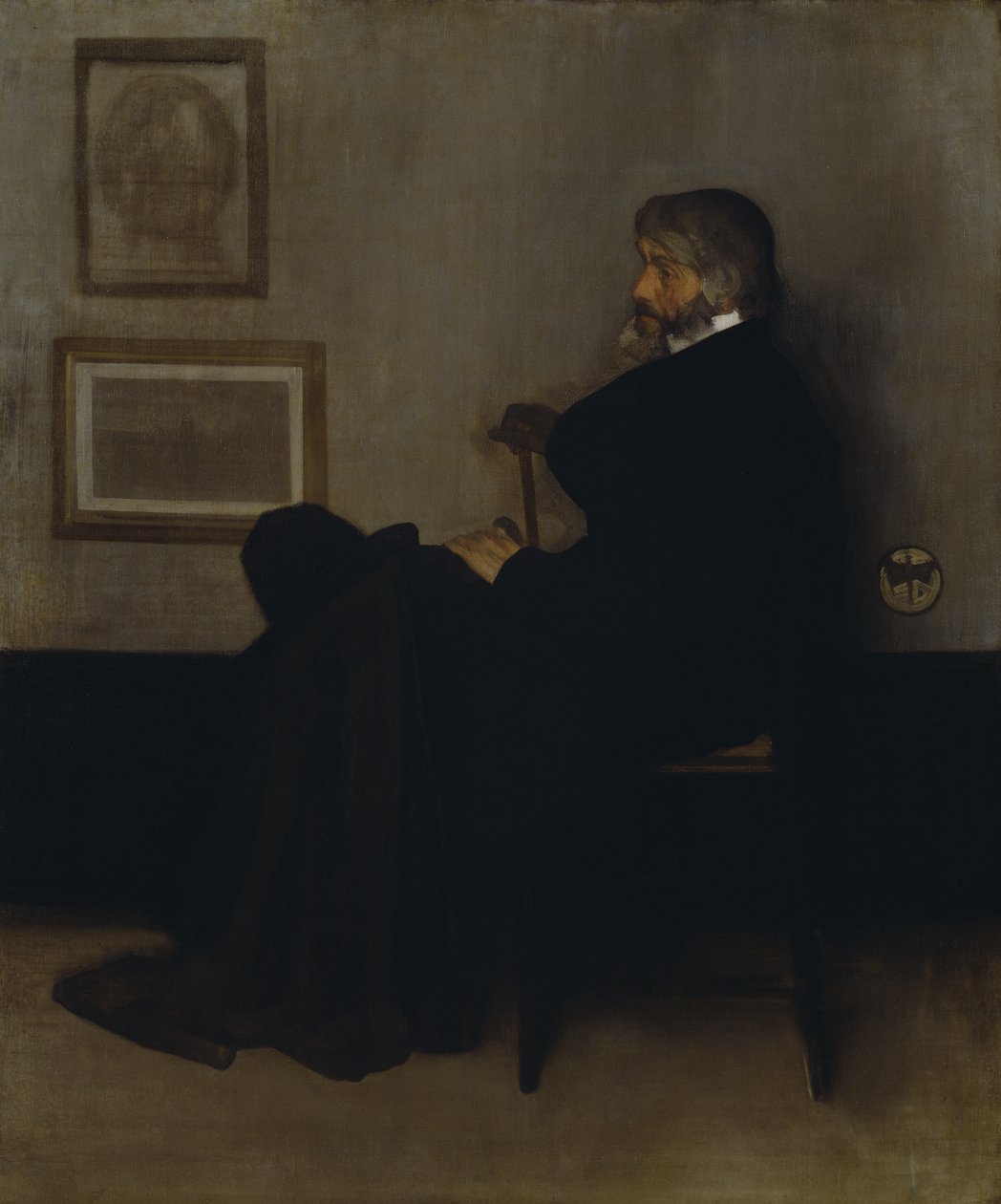Sovitus harmaalla ja mustalla, nro 2: Thomas Carlylen (1795-1881) muotokuva 1872-73 (öljy kankaalle) tekijältä James Abbott McNeill Whistler