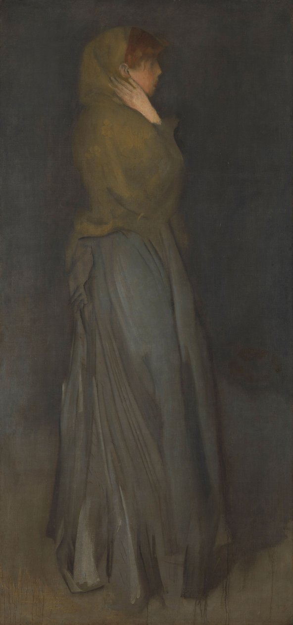 Sovitus keltaisella ja harmaalla: Effie Deans, n. 1876-78 tekijältä James Abbott McNeill Whistler