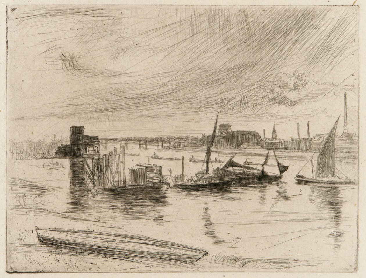 Battersea Dawn Cadogan Pier, 1861. tekijältä James Abbott McNeill Whistler