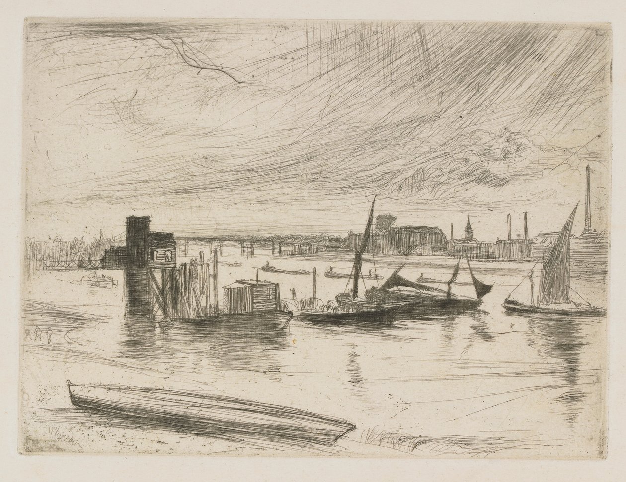 Battersea Dawn Cadogan Pier, 1863. tekijältä James Abbott McNeill Whistler