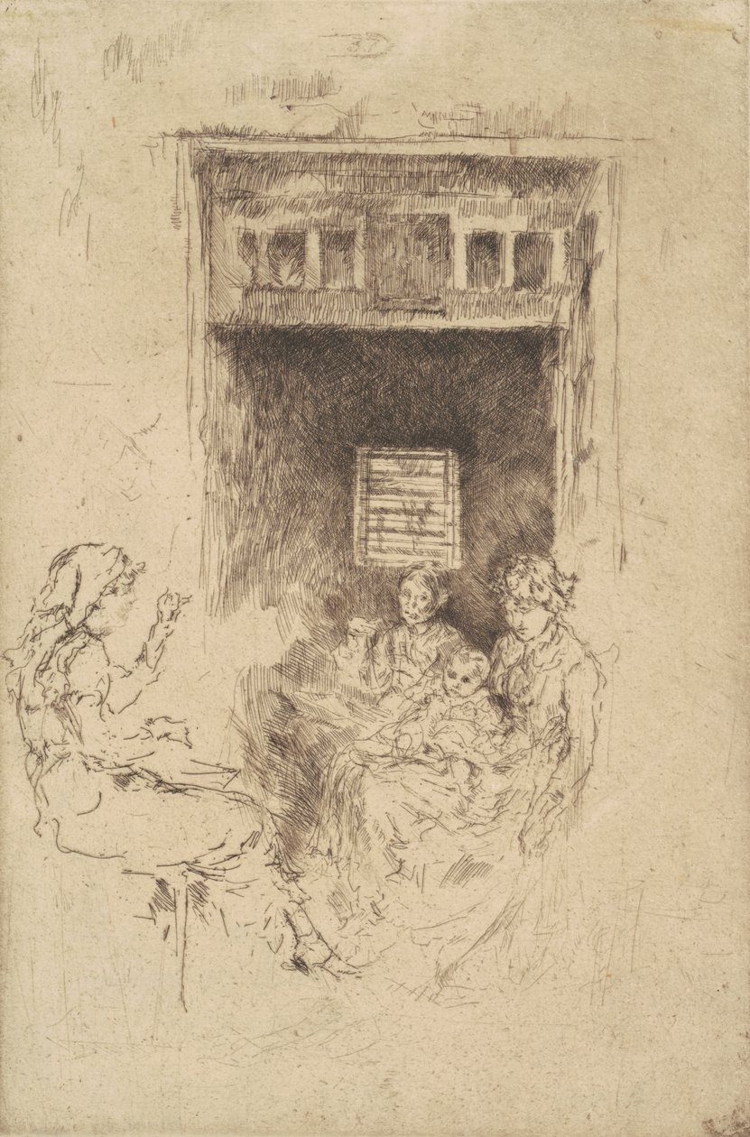 Helmisormikkaat, 1880 (musta kaiverrus lyötyyn paperiin) tekijältä James Abbott McNeill Whistler