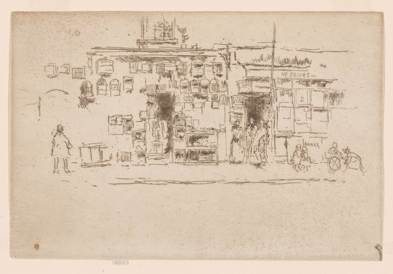Lintuhäkit, Chelsea, n.1886-88 (etsaus; tussi paperille) tekijältä James Abbott McNeill Whistler