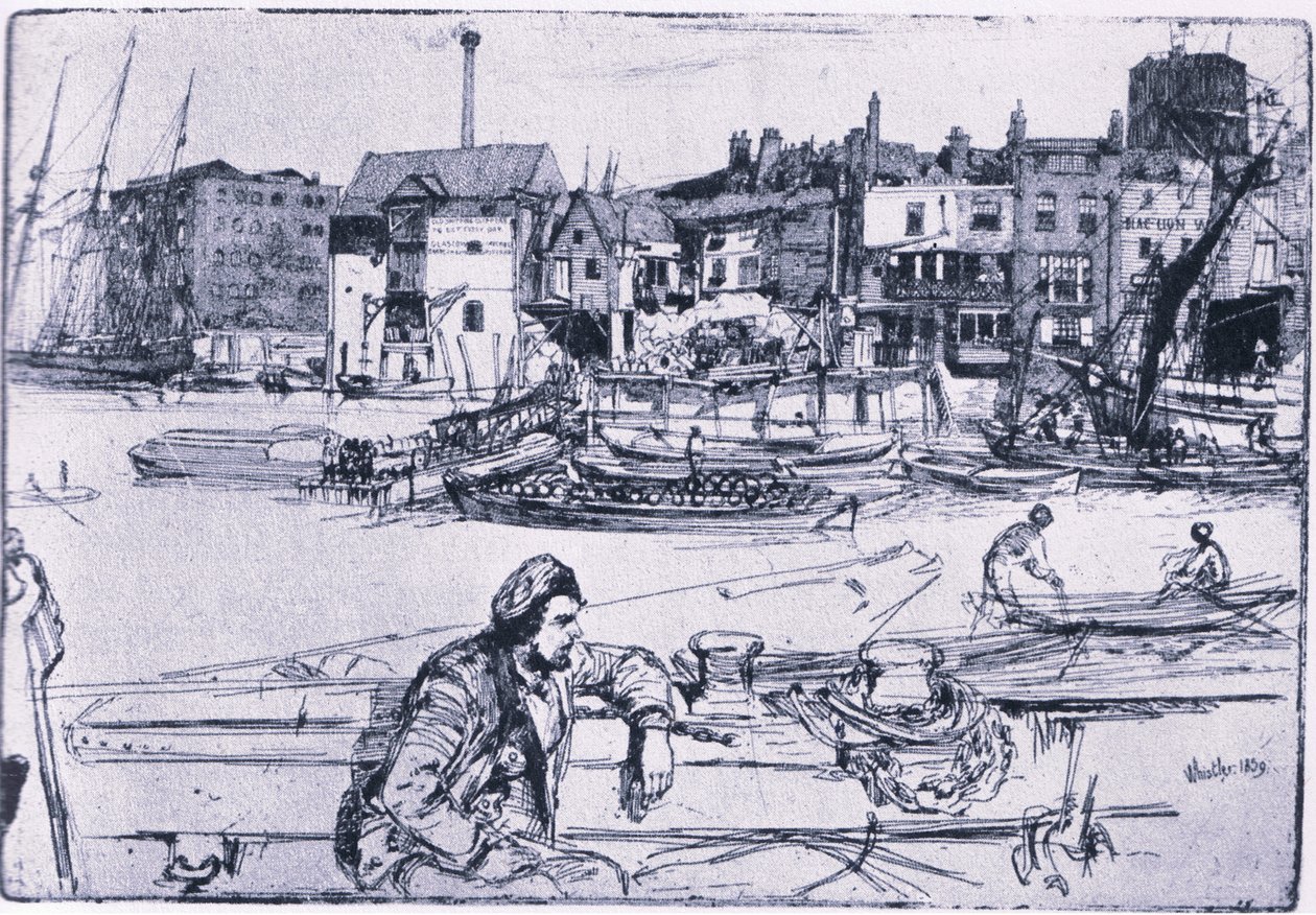 Black Lion Wharf (väri litho) tekijältä James Abbott McNeill Whistler