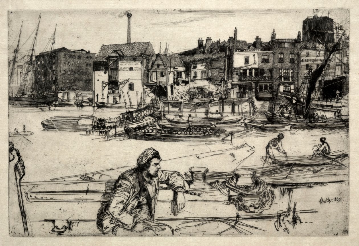 Black Lion Wharf, 1859. tekijältä James Abbott McNeill Whistler