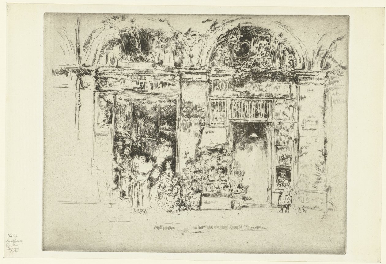 Kukkakauppa Auringonkukat, Rue des Beaux-Arts tekijältä James Abbott McNeill Whistler
