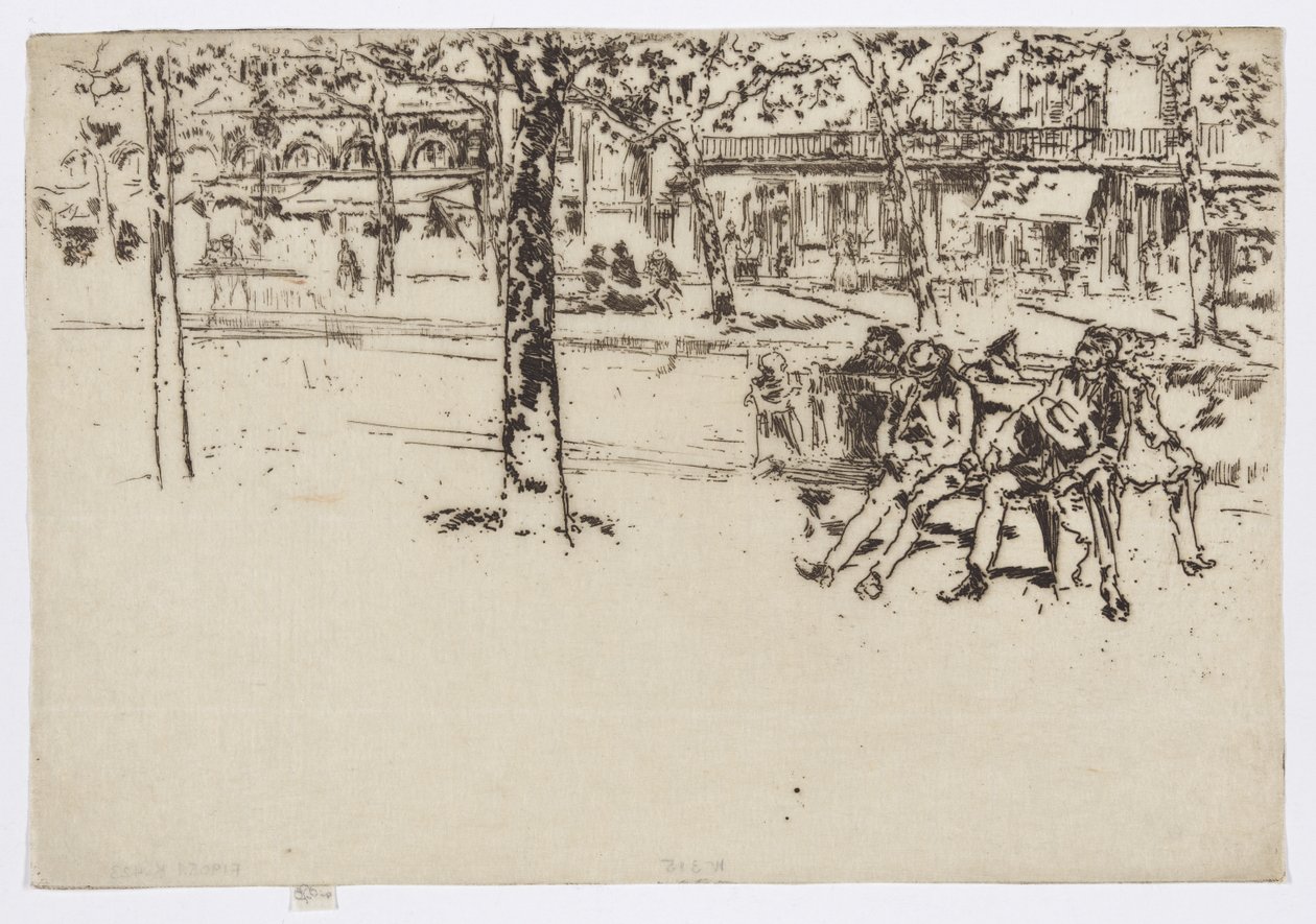 Boulevard Poissonière, Pariisi, noin 1892-93 (etsaus; tussi paperille). tekijältä James Abbott McNeill Whistler