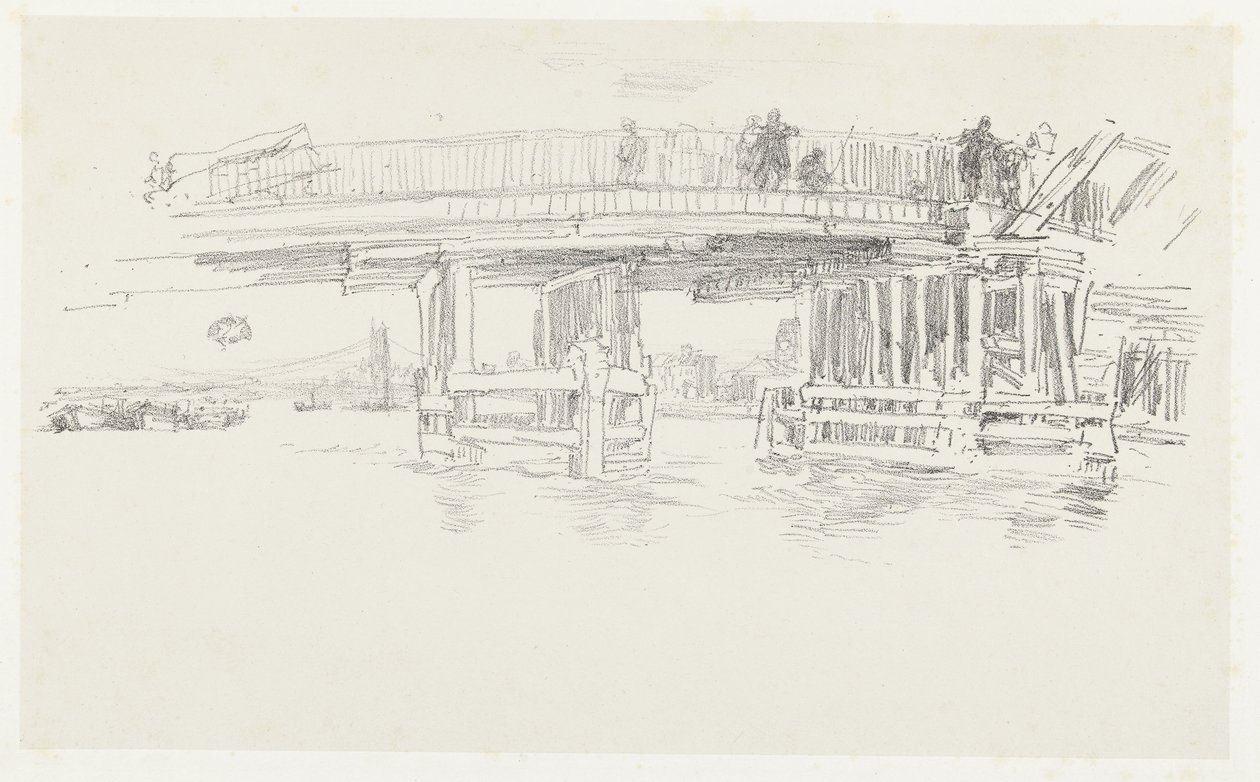 Silta Thamesin yli Vanha Battersean silta tekijältä James Abbott McNeill Whistler
