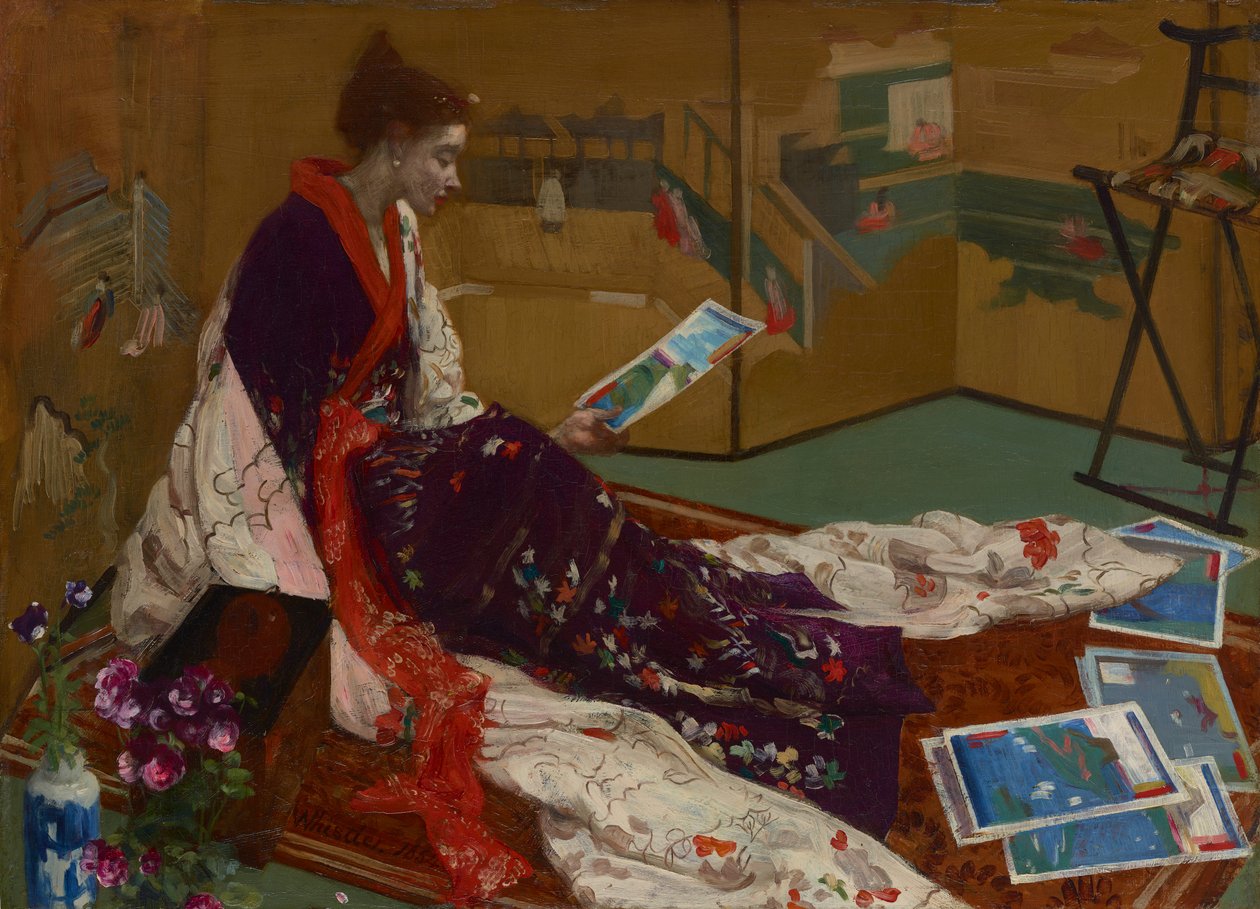 Caprice violetissa ja kullassa: Kultainen valkokangas, 1864. tekijältä James Abbott McNeill Whistler