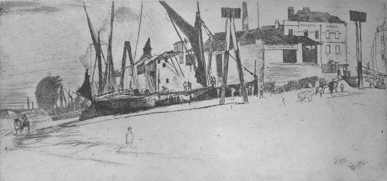 Chelsea Wharf, 1863, 1904 tekijältä James Abbott McNeill Whistler