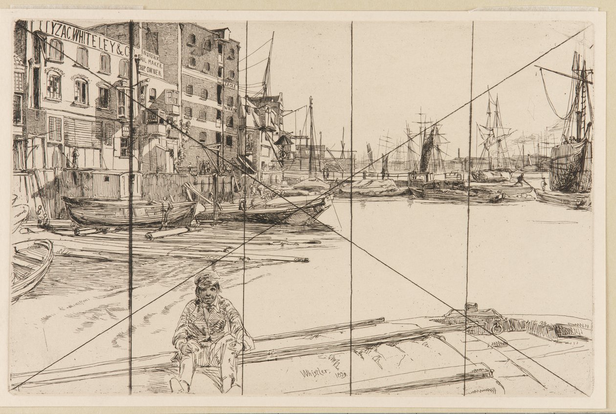 Eagle Wharf Tyzac Whiteley and Co., 1859. tekijältä James Abbott McNeill Whistler