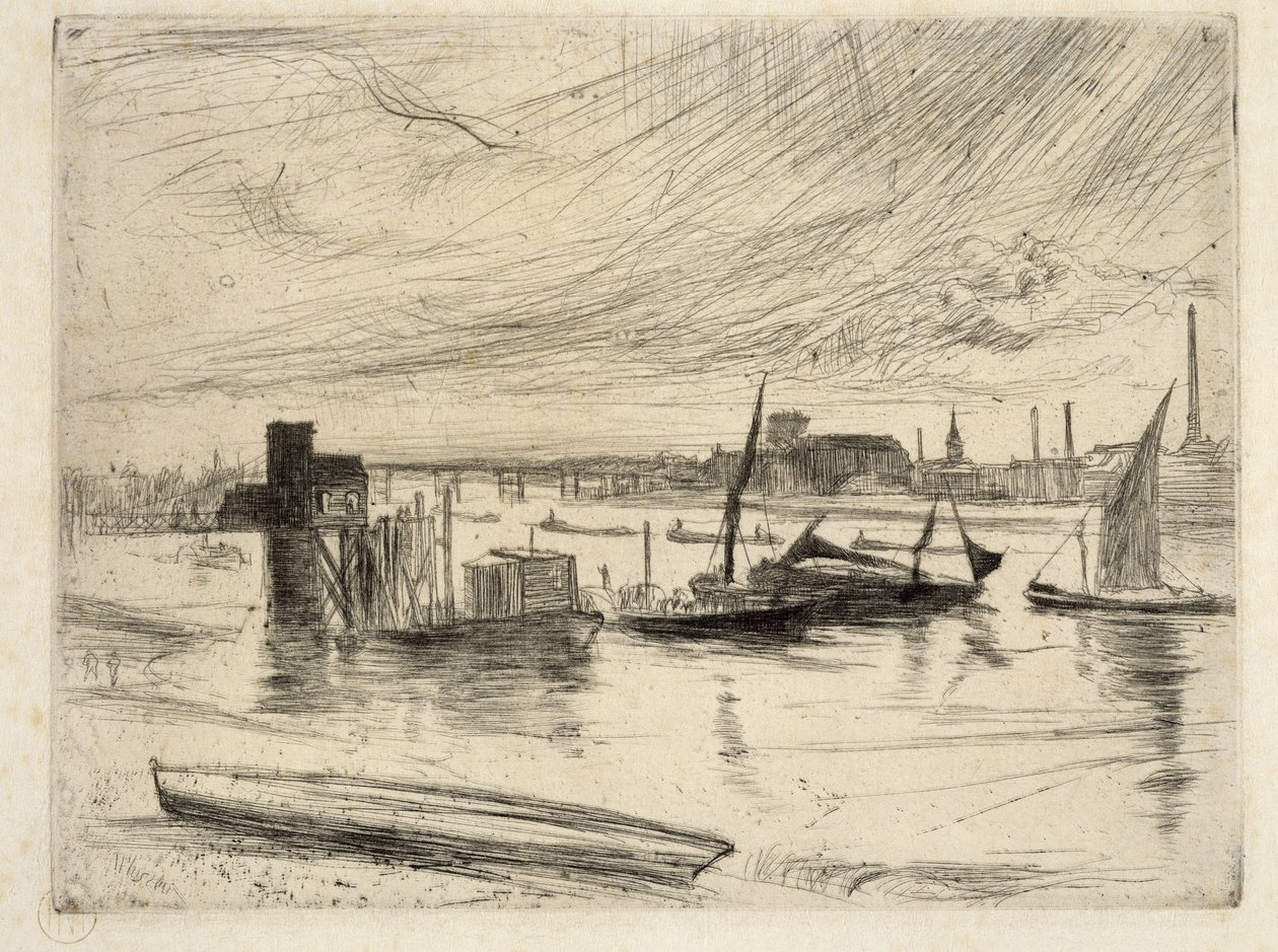Early Morning, Battersea, 1861 (kuivapiste) tekijältä James Abbott McNeill Whistler