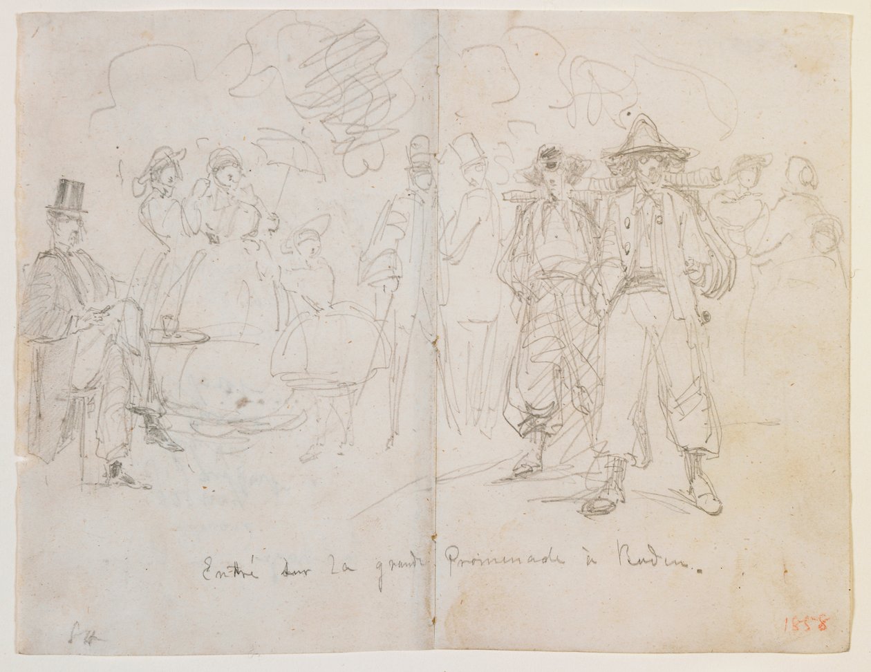 Astui suurelle kävelykadulle Badenissa vuonna 1858. tekijältä James Abbott McNeill Whistler