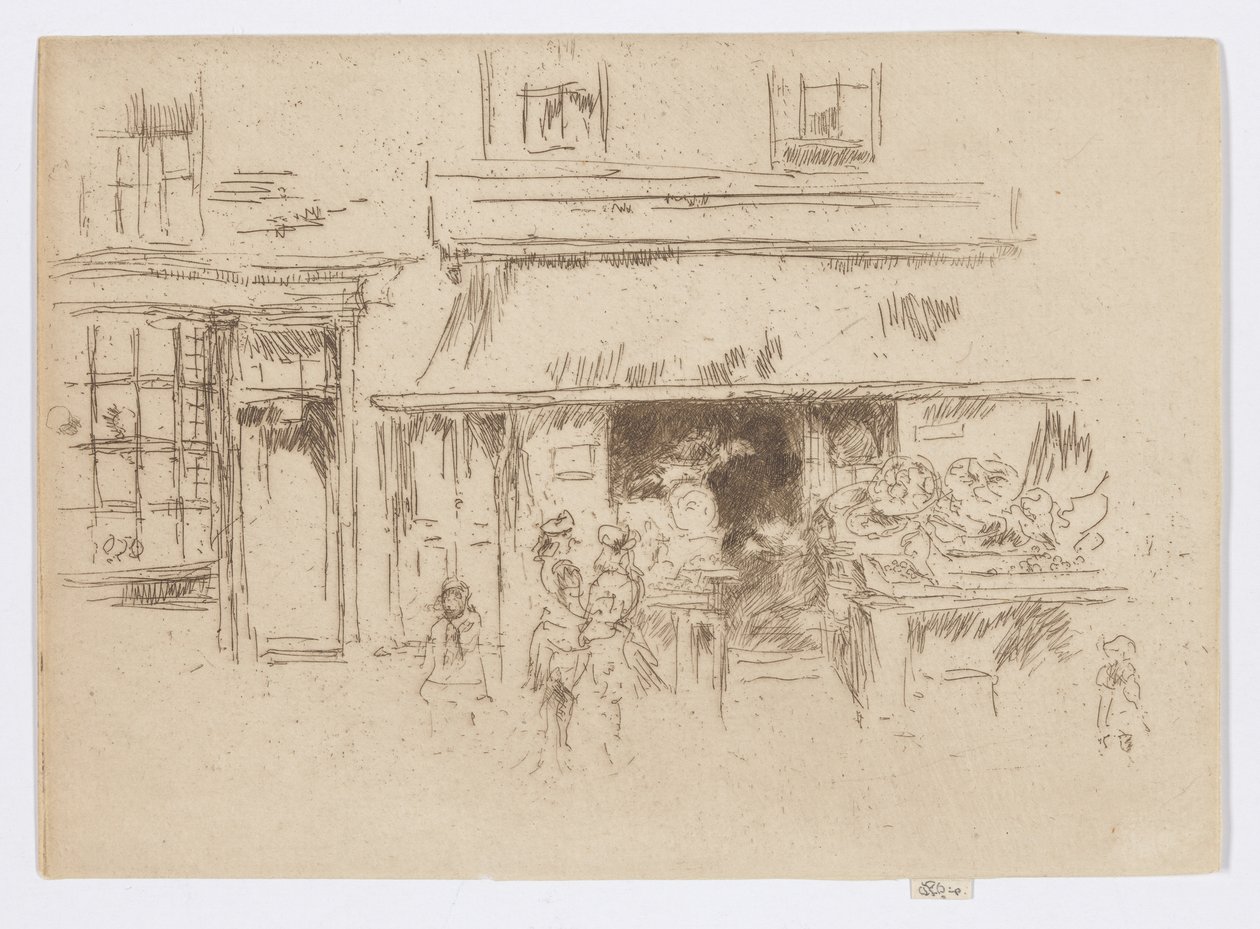 Exeter Street, noin 1886-88 (etsaus; tussi paperille). tekijältä James Abbott McNeill Whistler