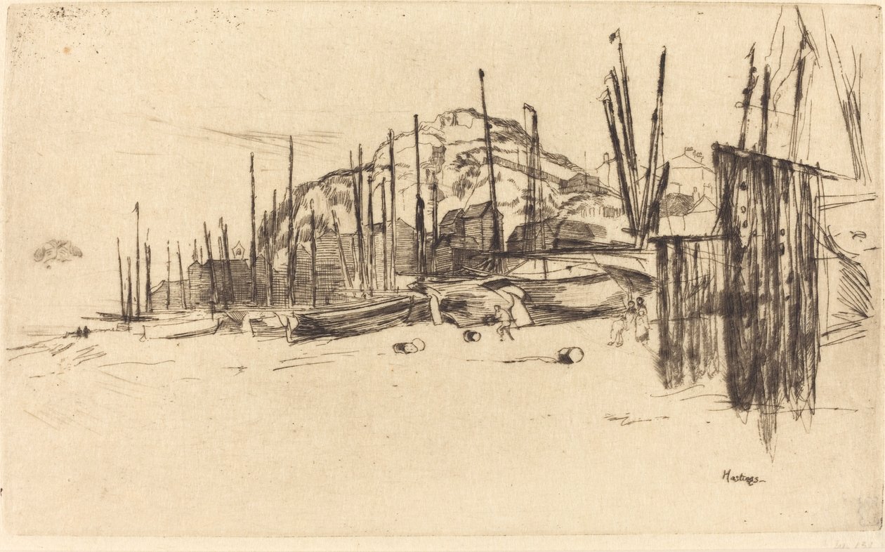 Kalastusveneet, Hastings, 1877. tekijältä James Abbott McNeill Whistler
