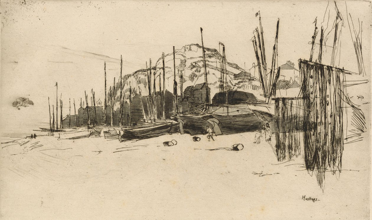 Kalastusveneet, Hastings, 1877. tekijältä James Abbott McNeill Whistler