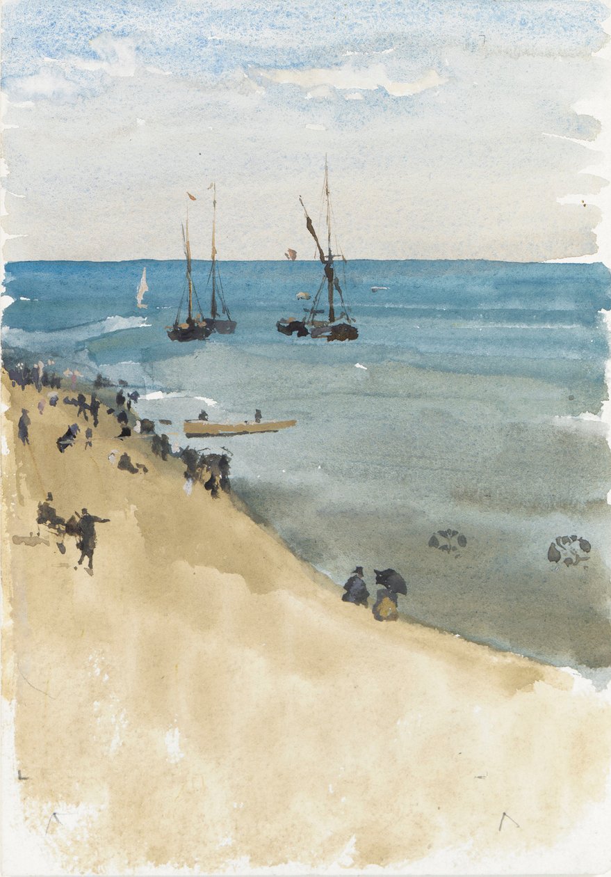 Vihreä ja hopea - Kirkas meri, Dieppe, n. 1883-1885 (akvarelli ja guassi paperille) tekijältä James Abbott McNeill Whistler