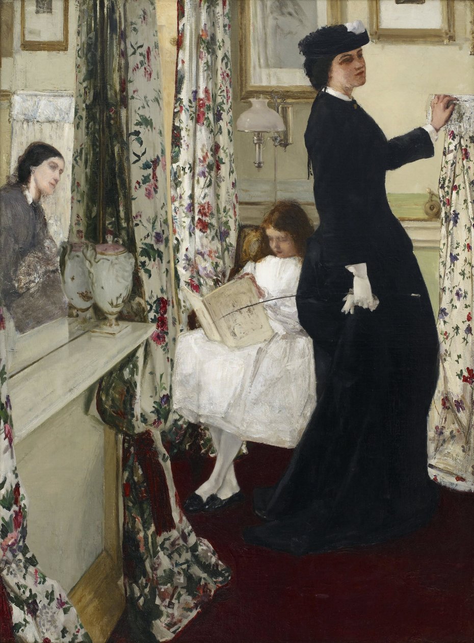 "Harmony in Green and Rose: The Music Room" maalaus James Abbott McNeill Whistler (1834-1903) 1860 Freer Gallery of Art, Washington USA tekijältä James Abbott McNeill Whistler