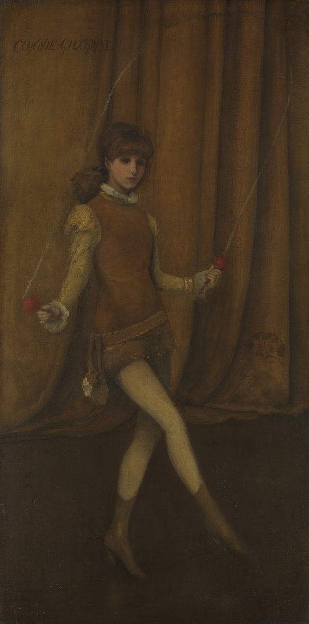 Harmonia keltaisessa ja kullassa: kultainen tyttöConnie Gilchrist, n. 1876-77. tekijältä James Abbott McNeill Whistler