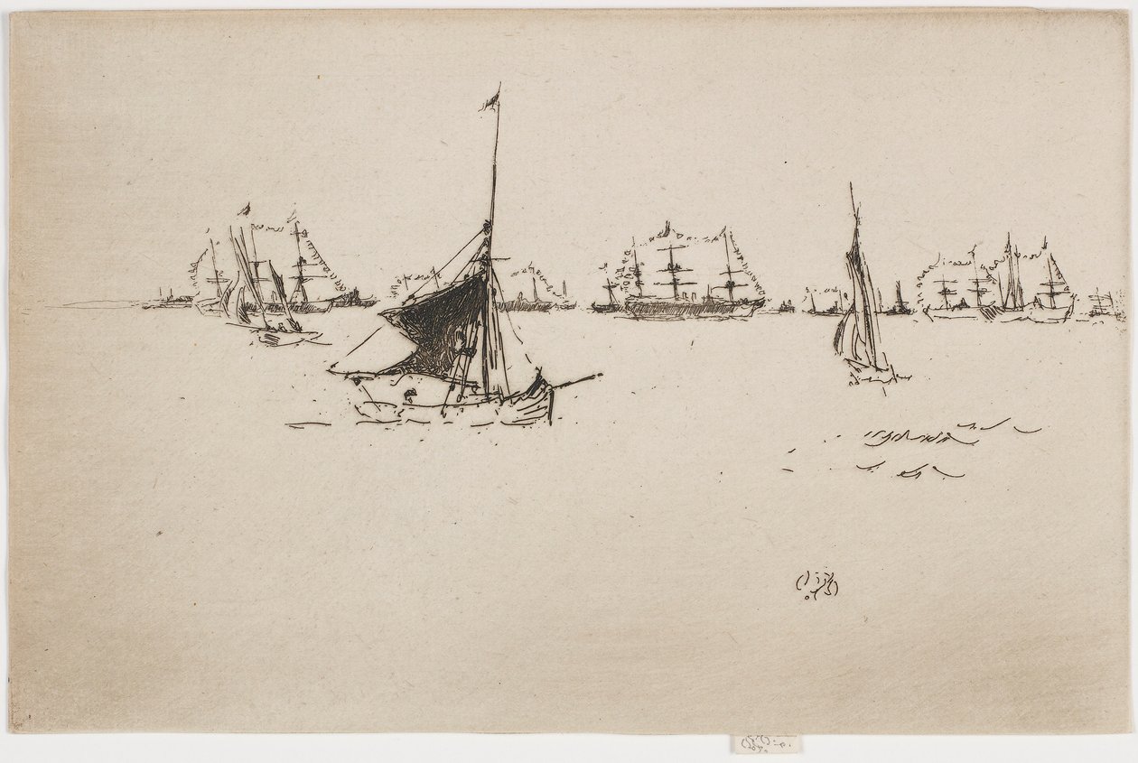 Hänen Majesteettinsa laivasto: Ilta, 1887. tekijältä James Abbott McNeill Whistler