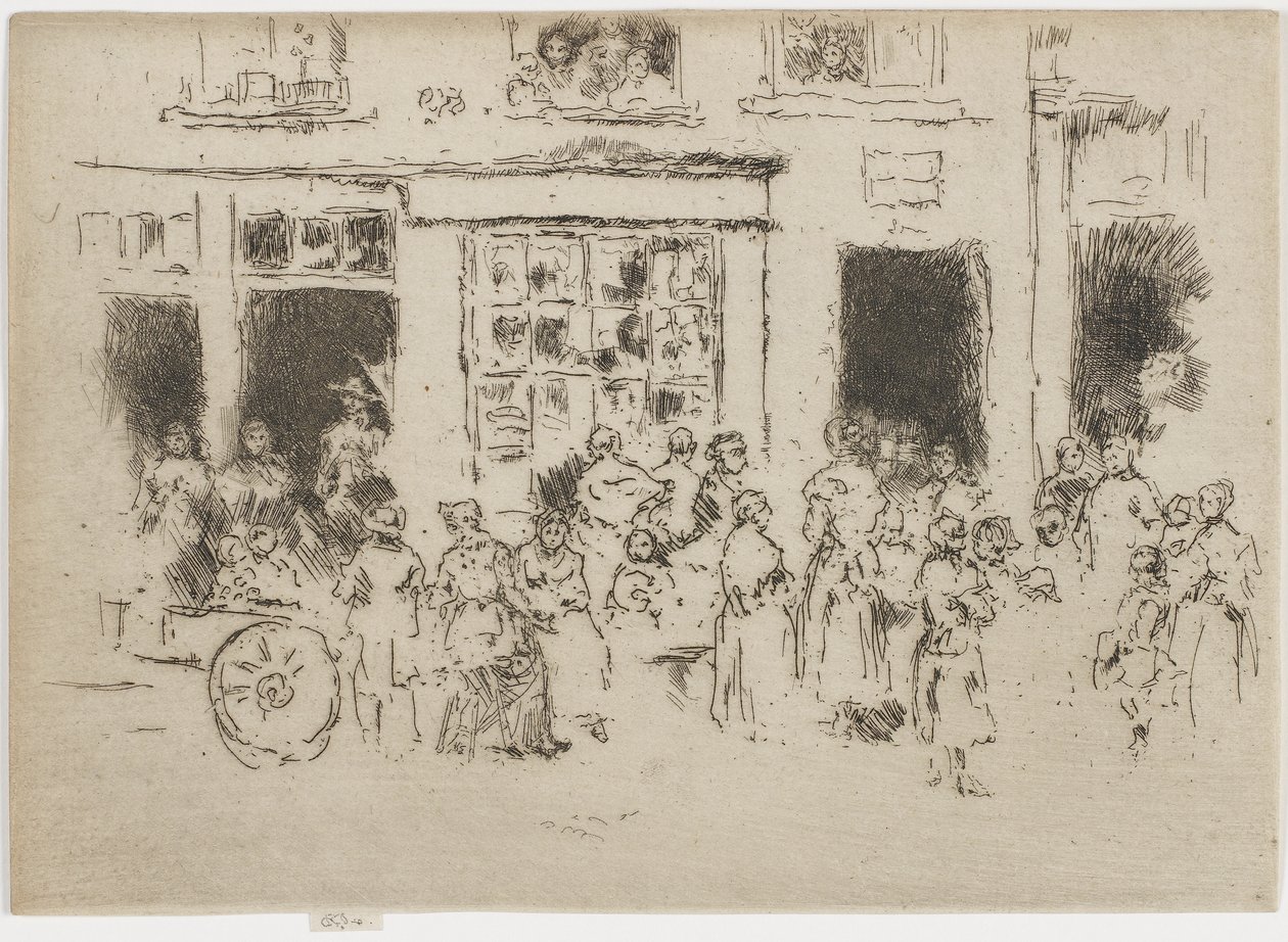 High Street, Bryssel, 1887 (etsaus paperille) tekijältä James Abbott McNeill Whistler