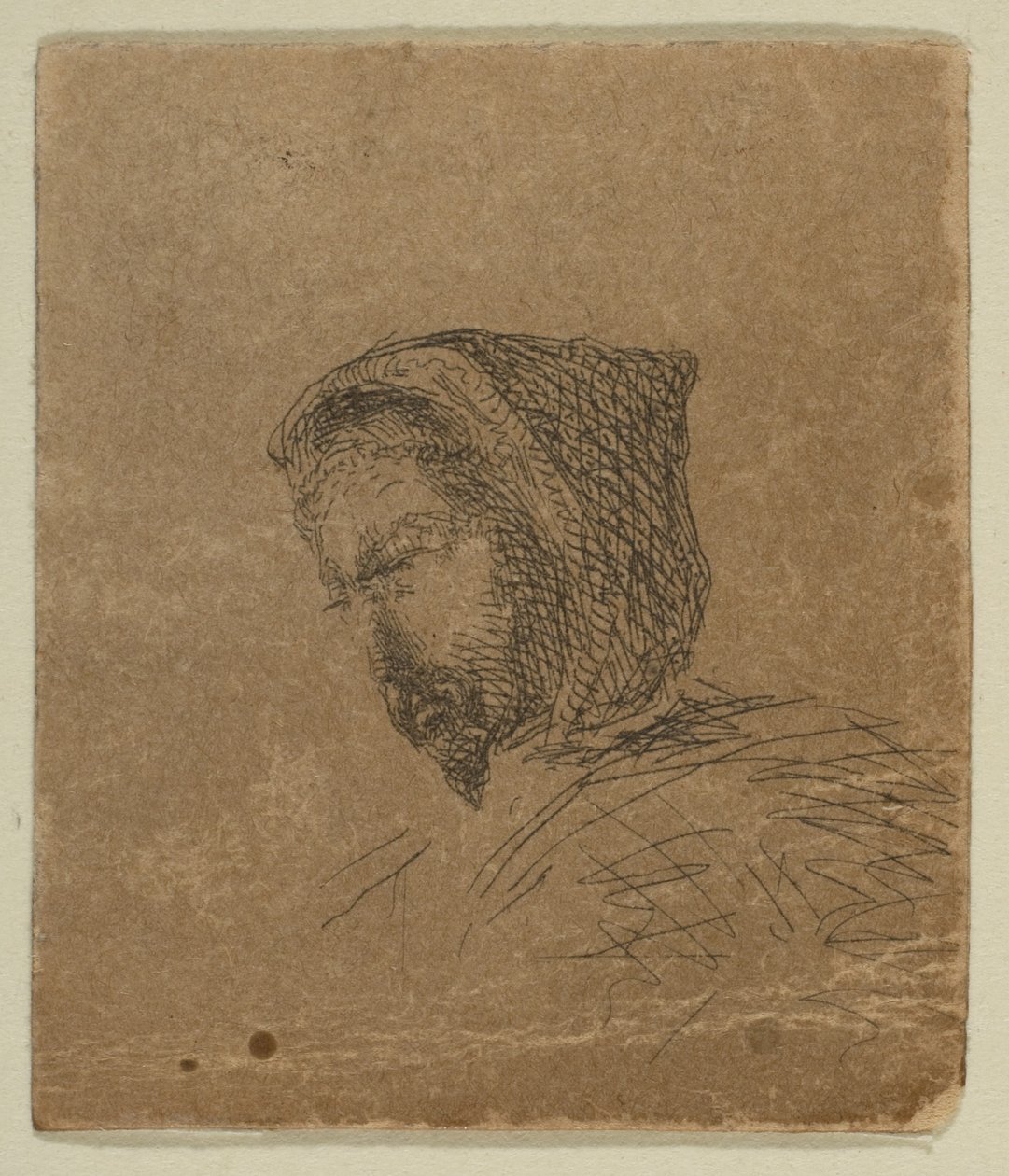 Hupullinen urospää Sketches on the Coast Survey -levystä, 1854-55. tekijältä James Abbott McNeill Whistler