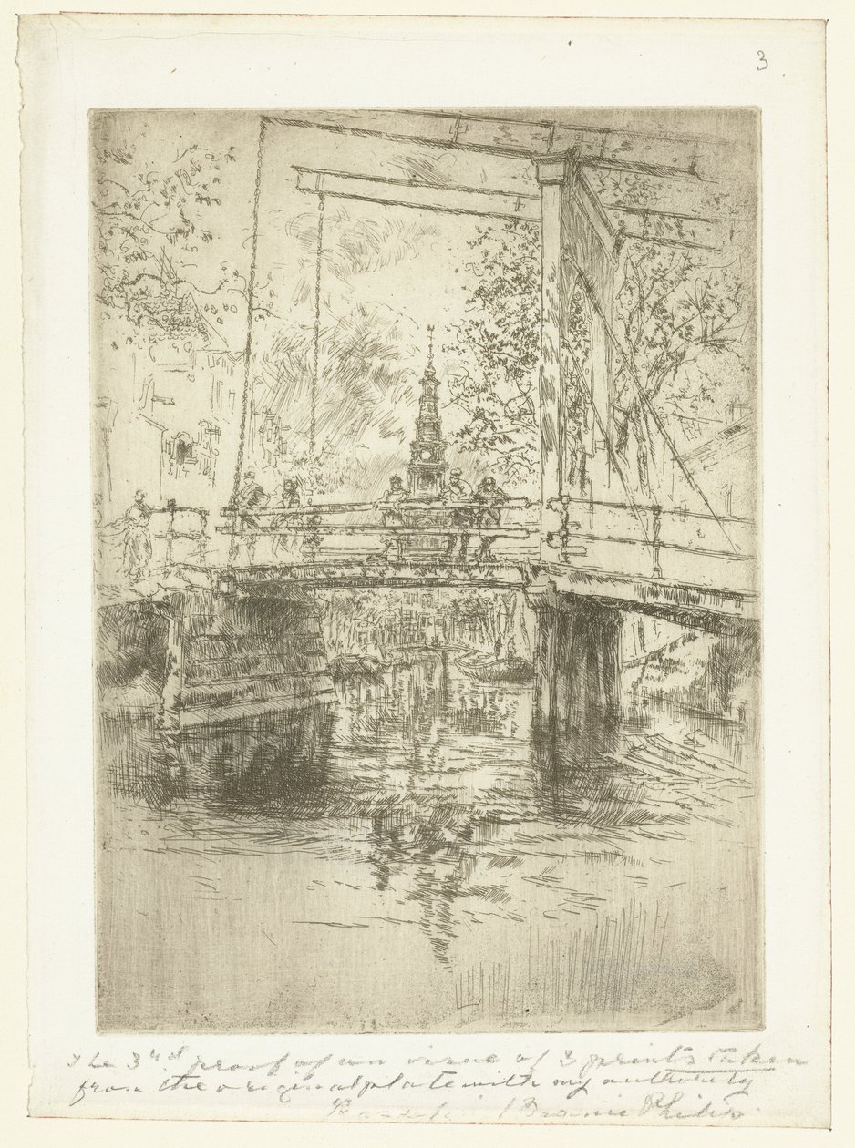 Pieni laskusilta Amsterdamissa Little Drawbridge, Amsterdam tekijältä James Abbott McNeill Whistler