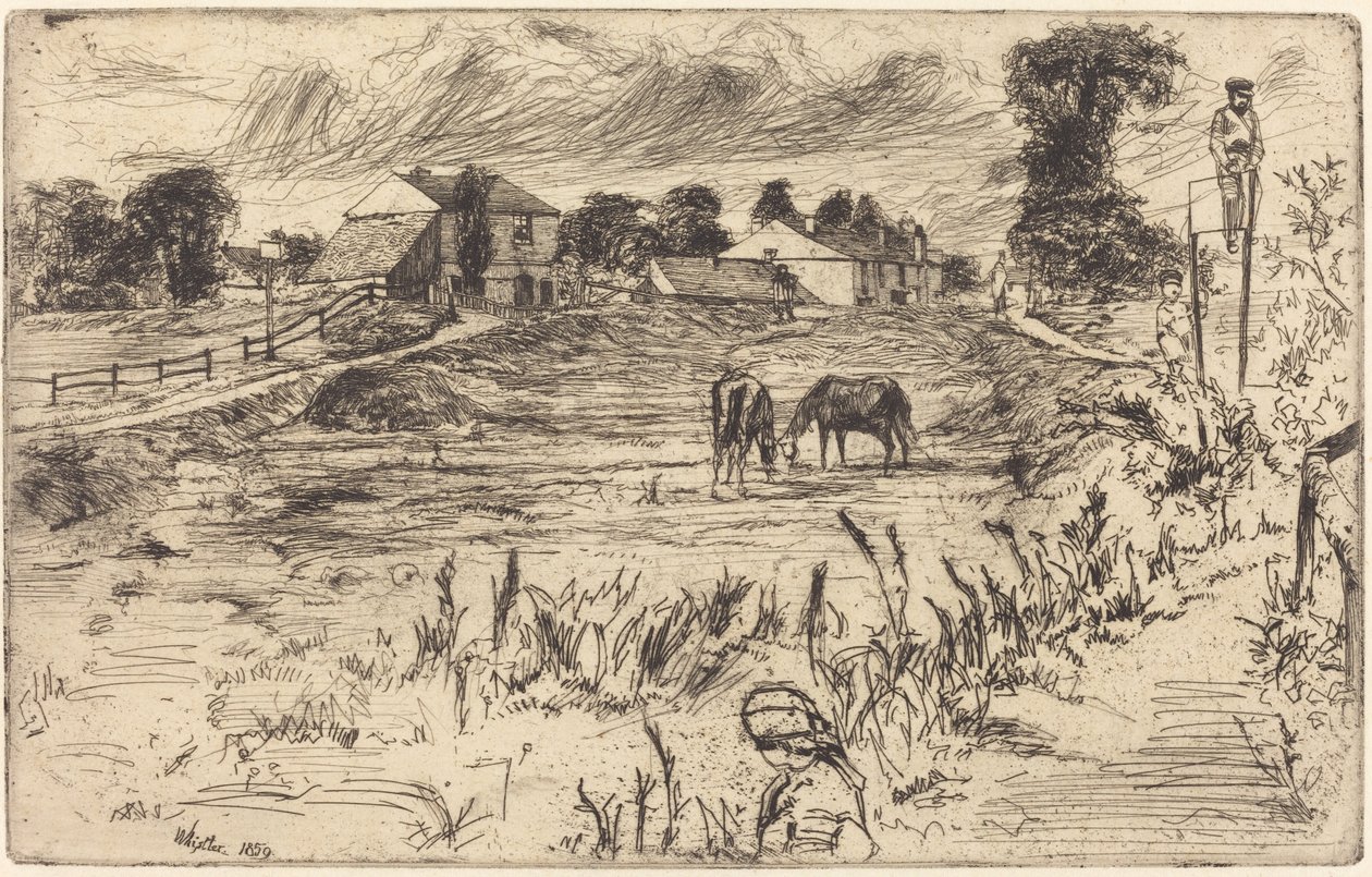 Maisema hevosen kanssa, 1859. tekijältä James Abbott McNeill Whistler