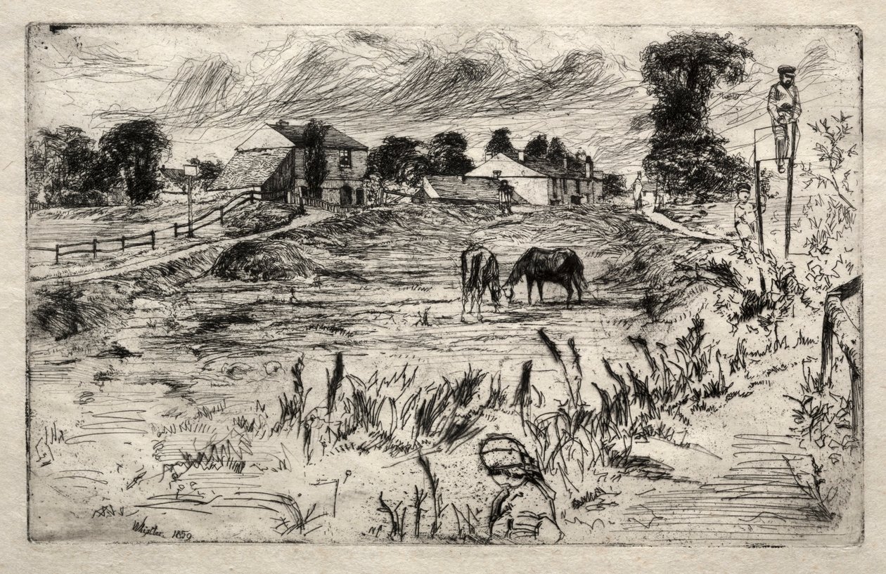 Maisema hevosen kanssa, 1859. tekijältä James Abbott McNeill Whistler