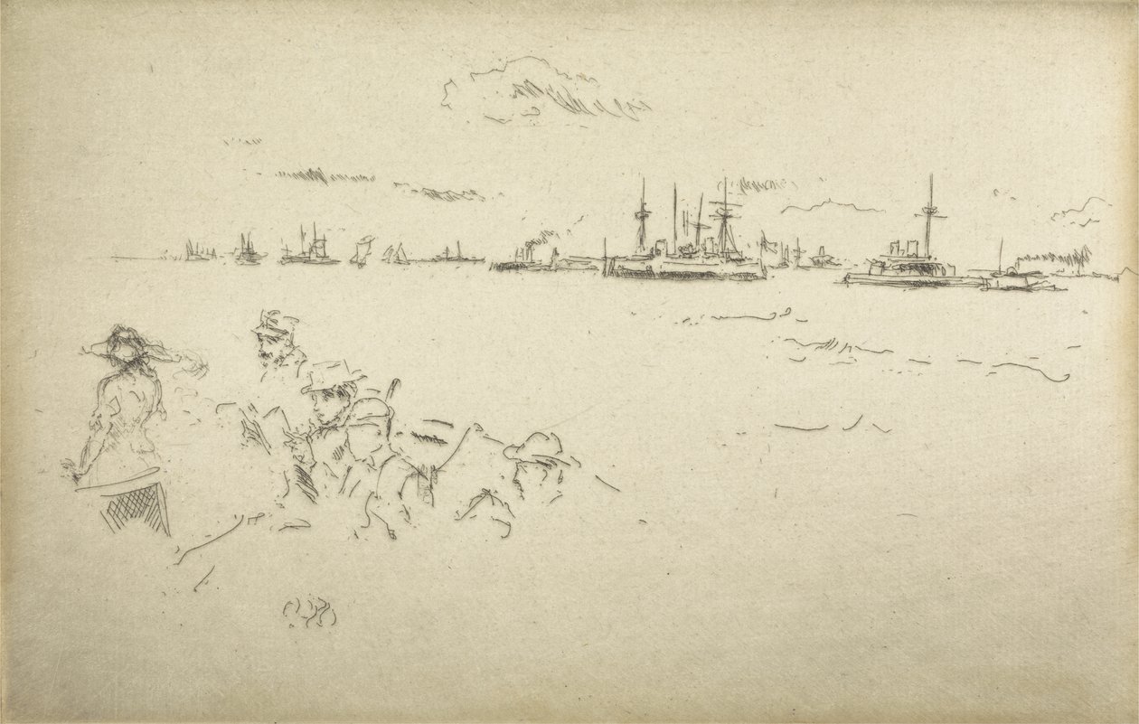 Monitorit kahdentoista etsauksen sarjasta nimeltä The Naval Review, 1887 tekijältä James Abbott McNeill Whistler