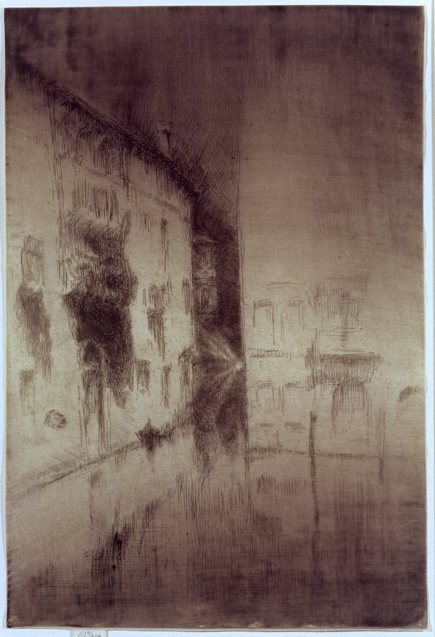 Nokturni: Palatsit, 1879-80 (etsaus ja kuivakärki antiikkipaperille) tekijältä James Abbott McNeill Whistler