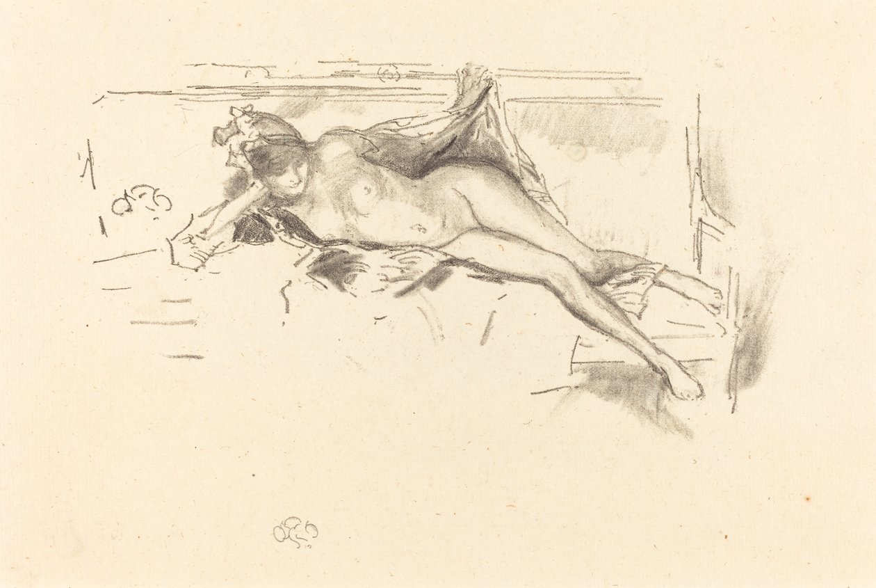 Alastonmalli, makuuasentoon, 1893. tekijältä James Abbott McNeill Whistler